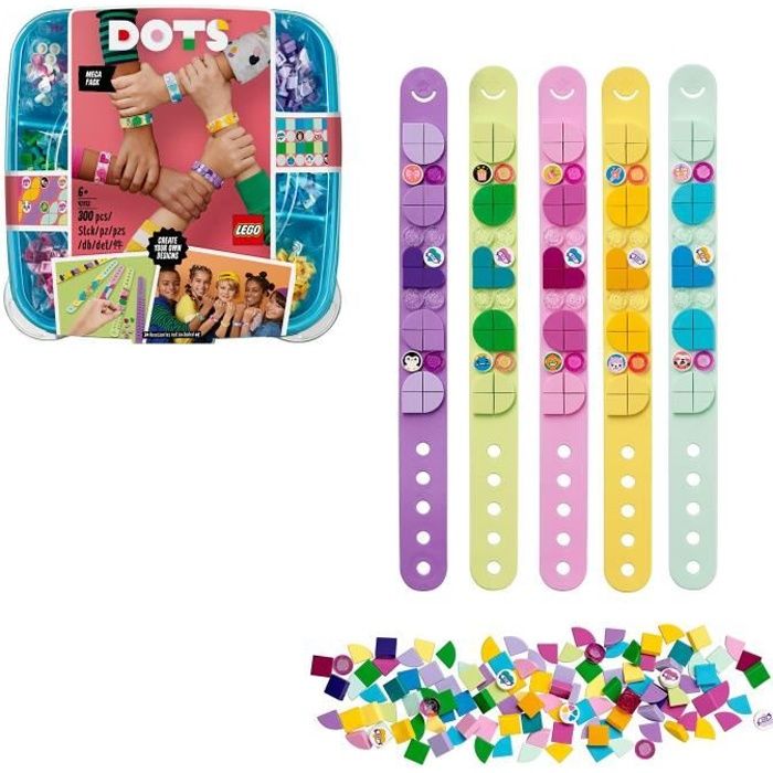 LEGO® DOTS 41913 La Méga-Boîte de Bracelets, Activité Manuelle et Loisirs Créatifs, Kit Bricolage Enfant et Breloque Surprise