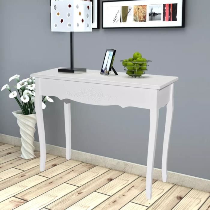 Table de console extensible Table d’Appoint Table d'entrée contemporain et coiffeuse Blanc