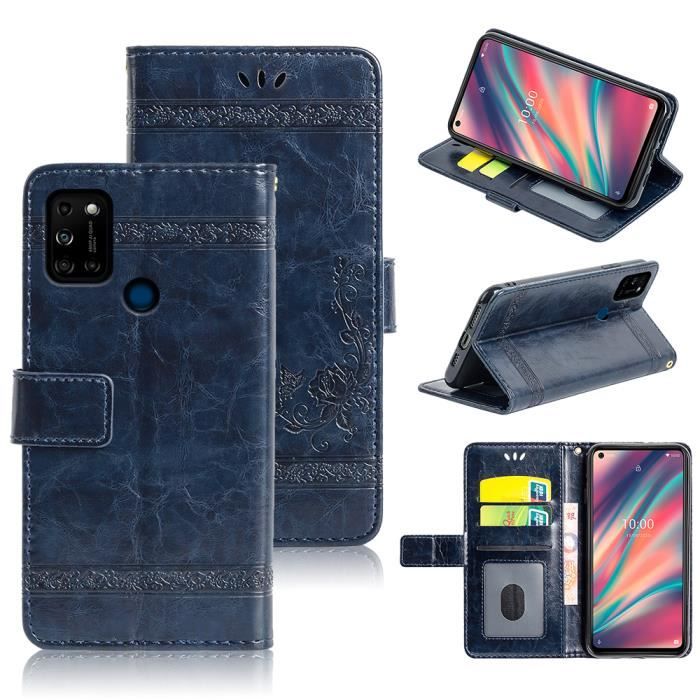 Housse à Rabat Portefeuille pour Wiko View 5 Plus,Etui de Protection avec Fonction Support Magnétique Portables,Bleu
