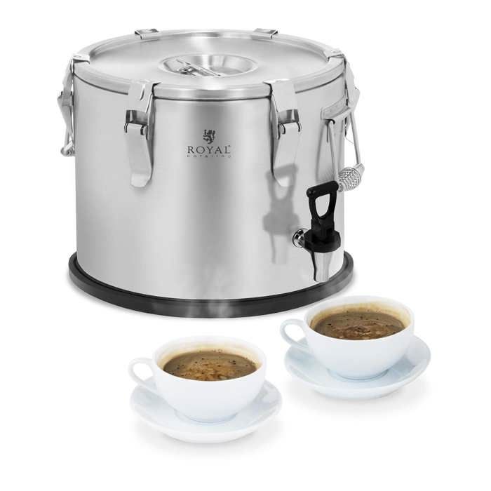 Conteneur isotherme robinet de vidange Royal Catering RCTP-15DT (15L, inox brossé, double paroi d'isolation, conservation de 6 à 8h)