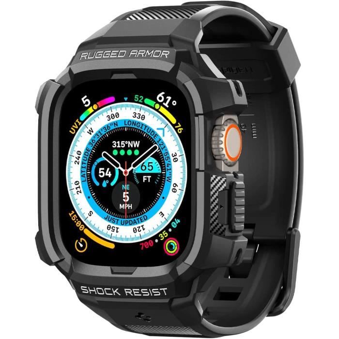 Spigen Rugged Armor Pro Coque et Bracelet Compatible avec Apple Watch Ultra 49mm 2022 - Noir