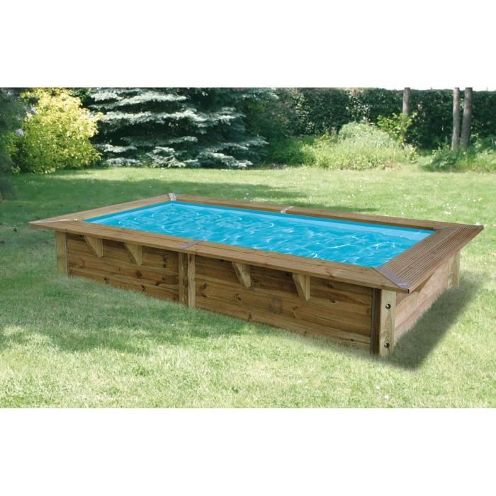 UBBINK Piscine en bois Sunwater *Livraison Gratuite*- 200x350xH71 cm - Liner bleu - Hors sol, semi enterrée ou enterrée