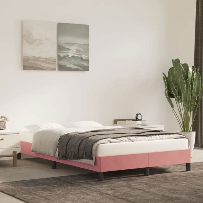 vidaXL Cadre de lit sans matelas rose 120x190 cm velours 379507