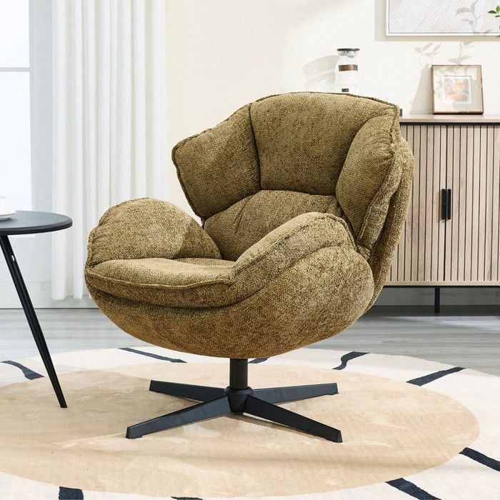 Wahson Fauteuil de Salon Pivotant Chaise Salon Fauteuil Crapaud avec