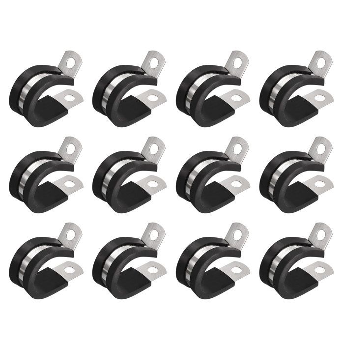 Lot 6 Collier Serrage 48mm Inox 304 Caoutchouc - Fixation Tube Tuyau Isolé