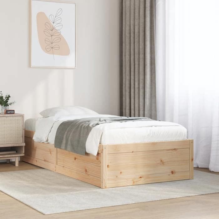 SALE 2025Structure/Cadre de lit - Lit 1 personne - 75x190 cm - bois de pin massif 24.72 Kg 7051