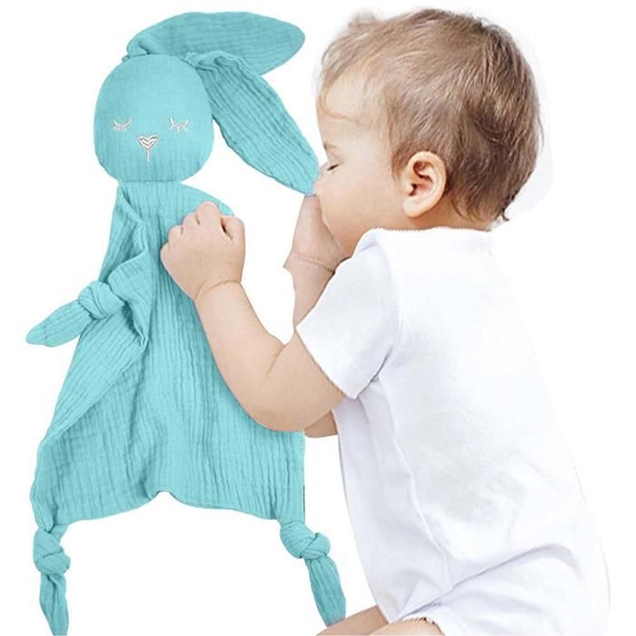 Couverture de confort pour bébé Couverture de sécurité pour bébé Peluche lapin Cadeaux doux pour nouveau-nés garçons et filles
