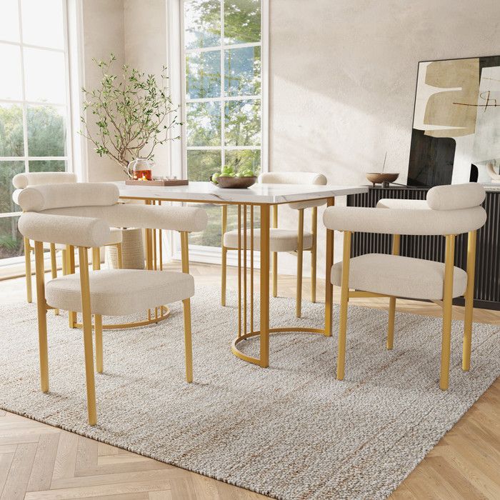 Chaises de salle à manger - Lot de 4 - Daim beige - Ergonomiques - Pieds en métal