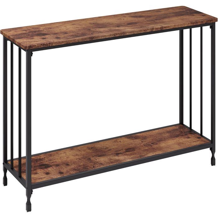 Table console avec 2 Étagères - console  105x 30 x 81 cm - pour Salon Chambre - rétro - Marron