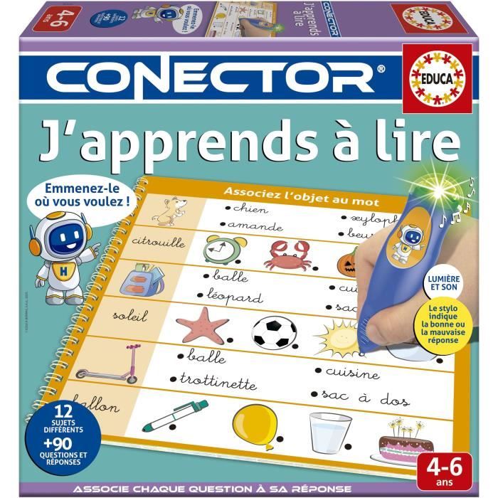 Jeu Éducatif Conector J’apprends à Lire EDUCA 20168 – 90 Questions et 12 Thèmes Format Livre