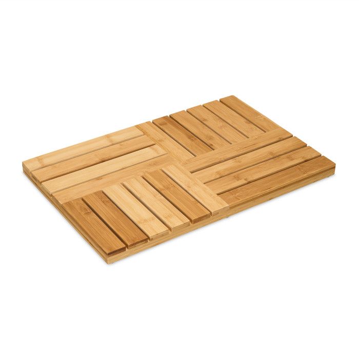 Relaxdays Tapis De Bain Bambou Naturel Enroulable 70x42 Cm - Antidérapant, Séchage Rapide, Idéal Douche, Sauna Ou Salle De Bain