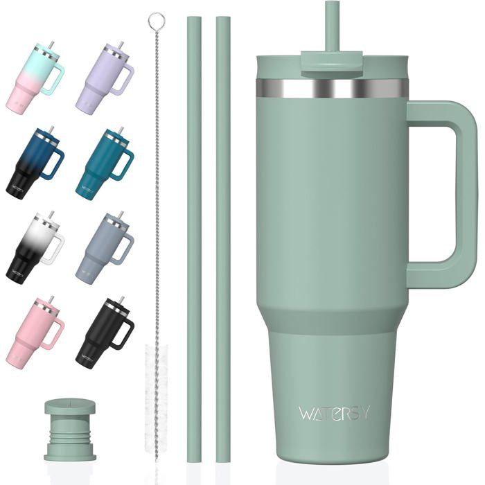 Lot De 2 Couvercles Anti-fuite Pour Gobelet Stanley Cup 1,2 L - Avec 4 Pailles (plastique/métal), Résistant à La Chaleur - 5