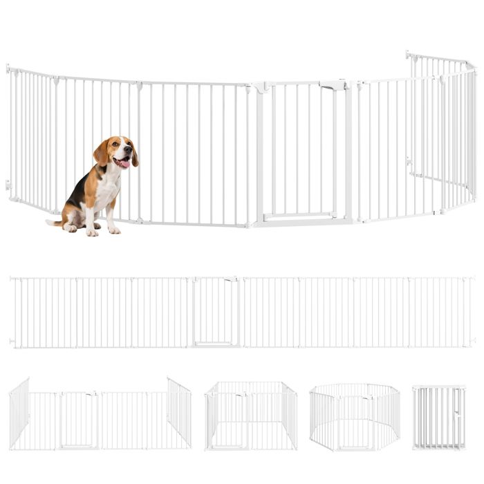 Meilleurs prix pour Barrière de sécurité chien - parc enclos pour chien et enfant - PawHut - pliable et modulable - 8 panneaux usage intérieur - blanc