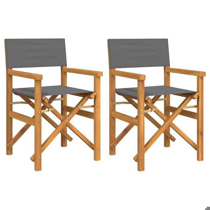 CHIC Chaises de metteur en scène pliantes lot de 2（2 pcs) Bois teck massif - 57x54 5x85 cm 662378 S11