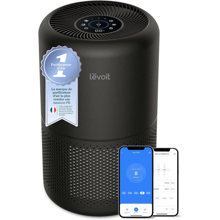 Levoit Core 300S - Purificateur dair HEPA 258 m³/h jusquà 54 m² élimine 9997% (moisissures pollen poils)