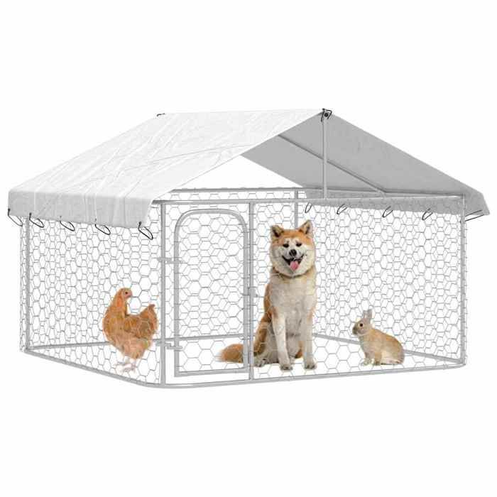 BEL ACHAT*Chenil extérieur - Parc de jeu et d’exercice - avec toit 200x200x150 cm Promo205512