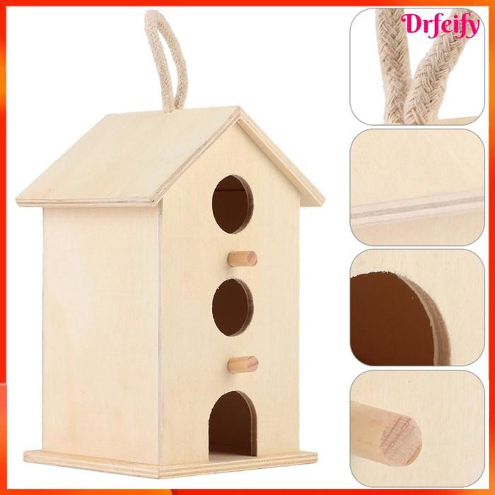 Comparer les prix de Nichoir à oiseaux - AKOZON - Forme unique - Suspendu avec corde - Bois durable - Support pour perchoir