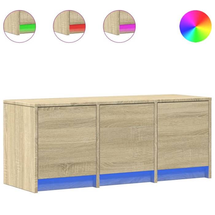 En solde Meuble TV pour Télévision - CLOUD - Meuble Télé Bas - avec LED chêne sonoma 97x34x40 cm bois dingénierie LL5189