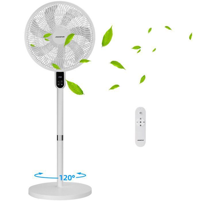 Aigostar Ventilateur sur Pied Silencieux avec Télécommande 7 Pales Puissant
