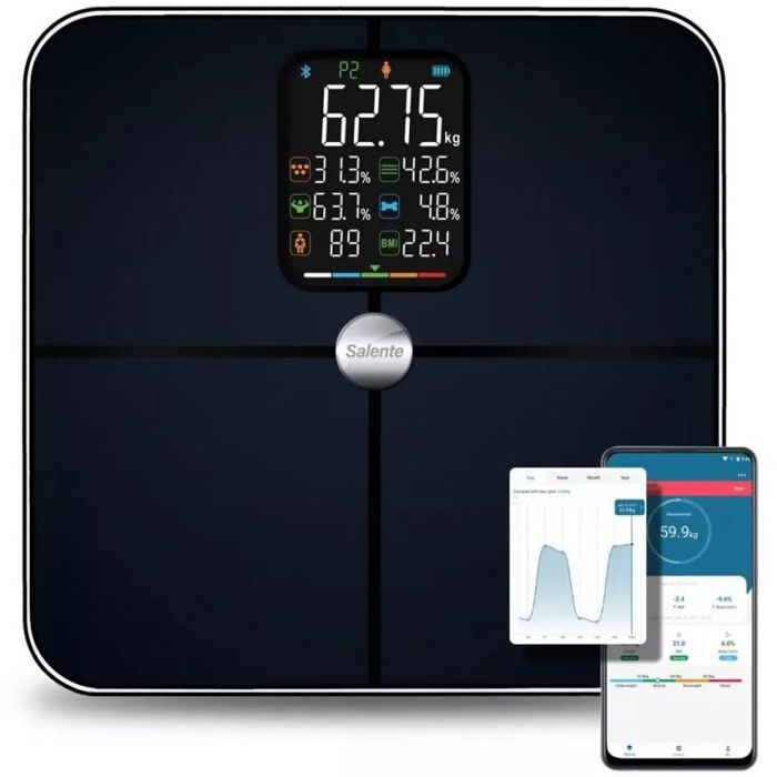 Evolveo Salente BodyFit Balance de salle de bain intelligente avec diagnostic personnel et Bluetooth Noir