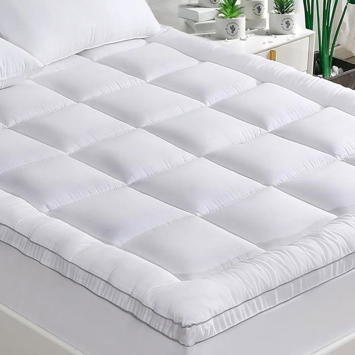 Surmatelas 140x190 cm - Épaisseur Généreuse de 6 cm pour Un Sommeil Confortable en Fibres de Bambou et Garnissage 140 × 190 cm