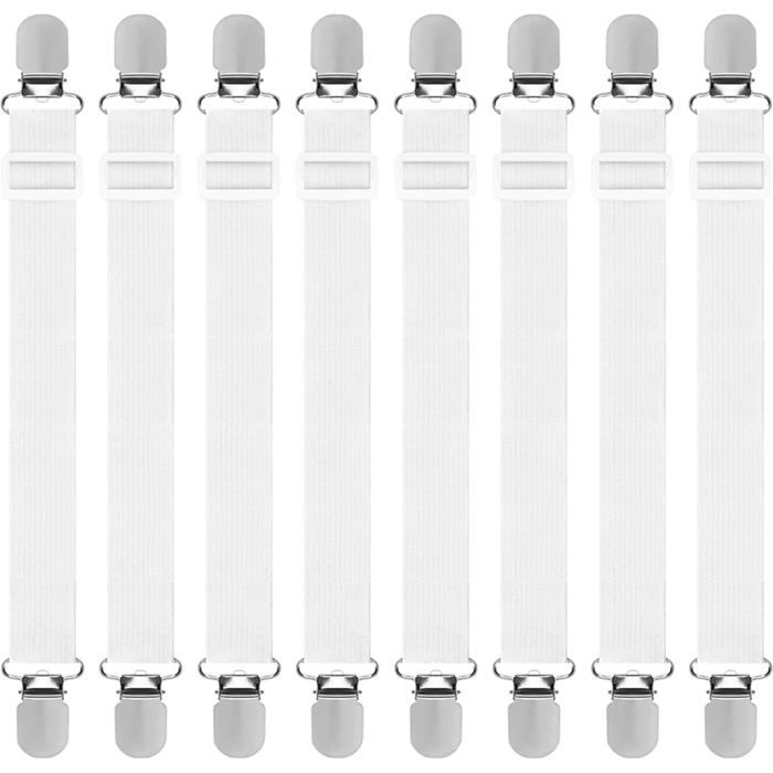 Lot De 8Pcs Tendeur Drap HousseRéglable Sangles Draps ÉlastiqueTendeurs De Drap Ajustables Avec Clips MétalliquesPour Lit Ou Ca
