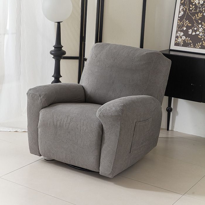 Housse de Fauteuil Relax Inclinable Electrique 1 PlaceGris Clair Jacquard Extensible Housse pour Canapé Relax4 Pièces avec Poches