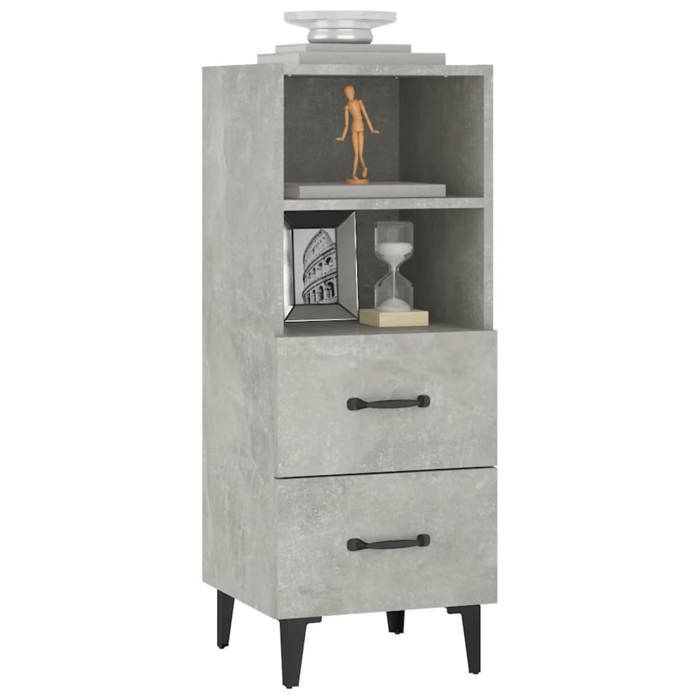 Gris Commode Salon CHIC Buffet bas/Cabinet 1 PC Gris béton 34 5x34x90 cm Bois dingénierie N13110