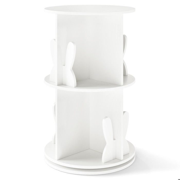 Assemblage facile bibliothèque enfant rotative 360° sur pied rangement livres 8 compartiments blanche
