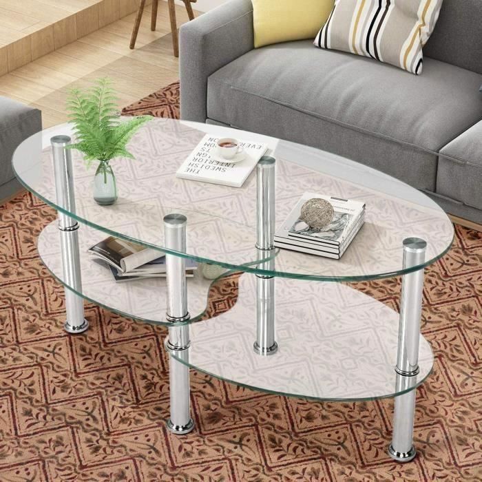 Table Basse en Verre Table de Salon avec 3 Etagères en Verre Trempé 90x50x45cm pour Salle Salon Chambre (Transparente) Table Basse en Verre Table de Salon avec 3 Etagères en Verre Trempé 90x50x45cm pour Salle Salon Chambre (Transparente)