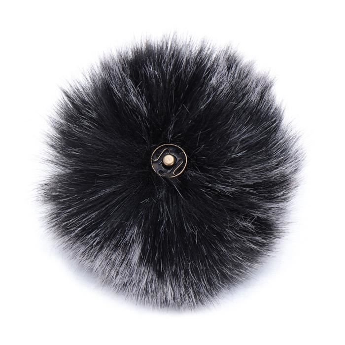 Pom Pom en fourrure fausse 10cm - Gris Avec Des Pointes Noires