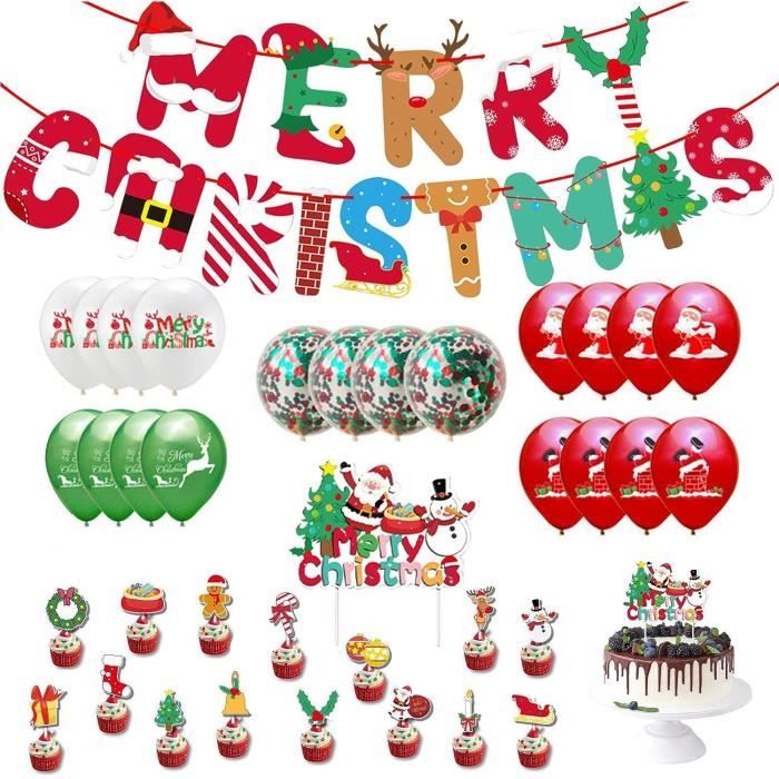 Lot De 5 Guirlandes Décoratives En Papier Pour Noël - Bannières Avec Motifs (Sapin, Père Noël, Etc.) - 20x15 Cm