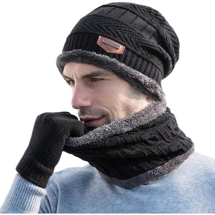 Ensemble Bonnet, écharpe Et Gants D’hiver – Tricoté Acrylique Avec Doublure Polaire, écran Tactile Aux Doigts - 7