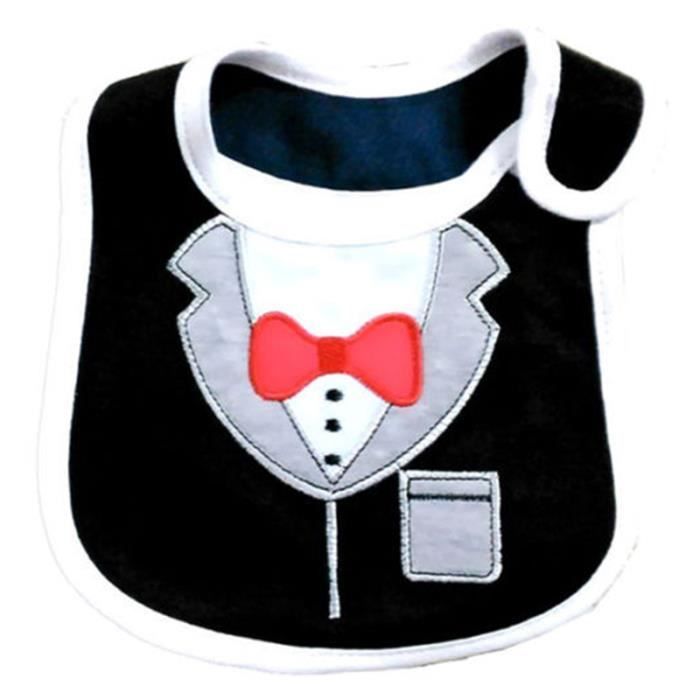 Bavoir Bavette De Bebe Nouveau Ne Dessin Costume Noir Nœud De Papillon Rose Cdiscount Puericulture Eveil Bebe