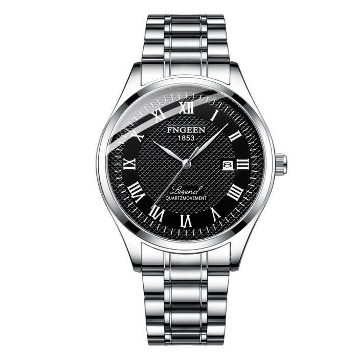 Montre homme gros cadran bracelet metal - Cdiscount
