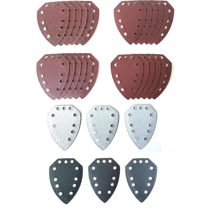 60 Feuilles Abrasives 140x140mm - 6 Grains P40 à P240 | Pour Ponceuse Multifonction