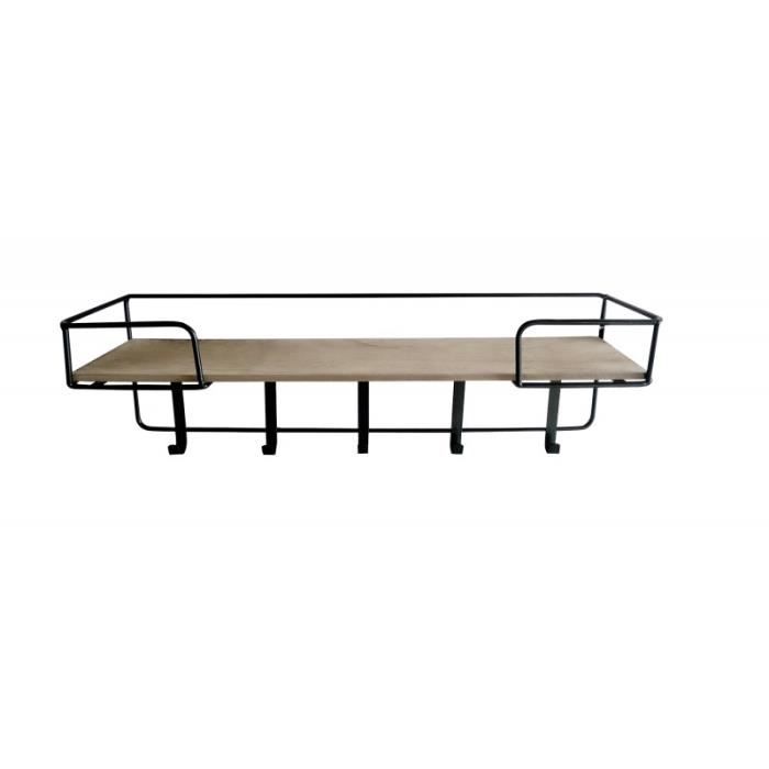 Etagère murale vintage - CINCO - 60 cm x 12 cm x 17 cm - Métal - 5 accroches Etagère murale vintage - CINCO - 60 cm x 12 cm x 17 cm - Métal - 5 accroches