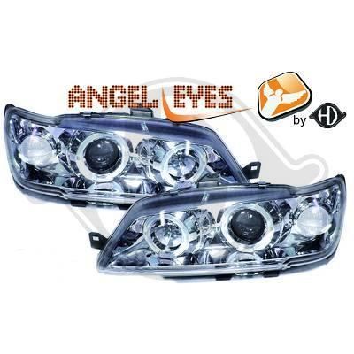 4232780 Paire de Feux Phares Angel Eyes chrome pour PEUGEOT 306 de 1993 a 1997