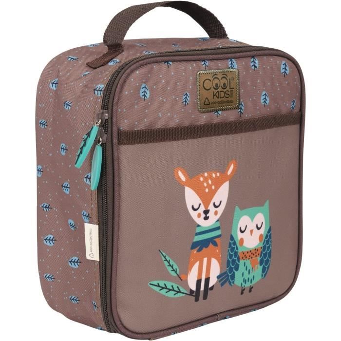 Sac Isotherme Repas Enfant Imprim Biche et Hibou Lunch Box Beige