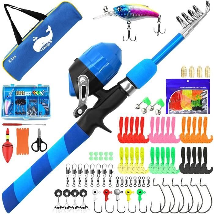 Ensemble Pêche Complet Kit Pêche Enfant SHUDAROCAST - Canne Rétractable 1,5m Avec Moulinet Et Accessoires Cadeau Enfant Sport Extérieur