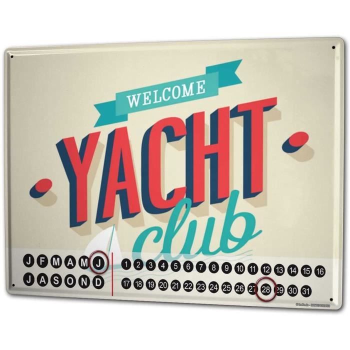 Calendrier perpétuel Cuisine Navire Yacht Club métal