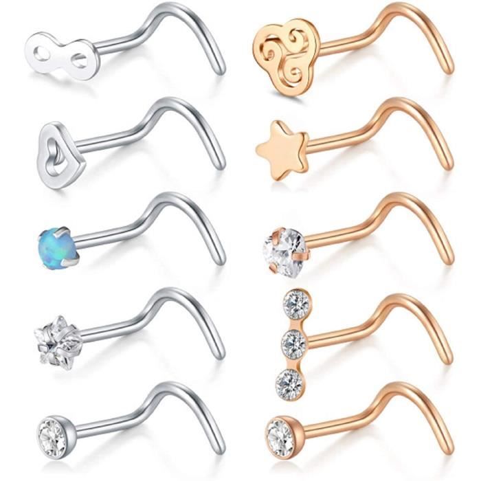 Anicina Lot De 8 Anneaux De Nez En Acier Inoxydable De 16 G Pour Anicina Lot De 8 Anneaux De Nez En Acier Inoxydable De 16 G Pour
