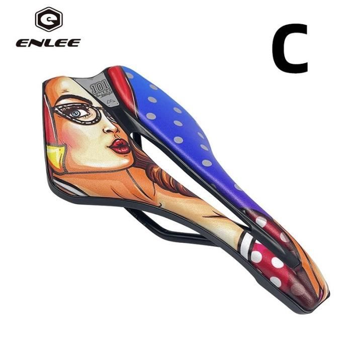 Selle de VTT ultralégère à nez court en cuir PU creux pour vélo de route, pièces de vélo blanches