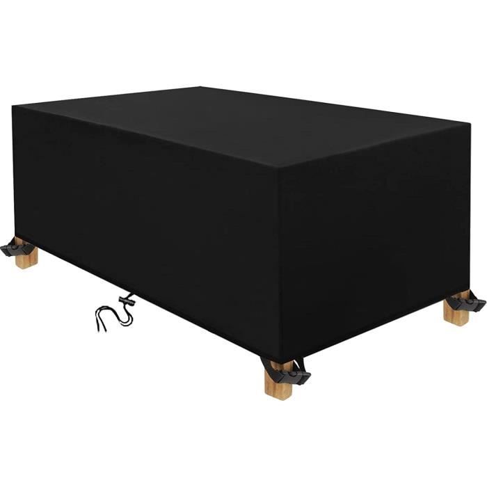 Rngcpto Housse Salon De Jardin Exterieur 200x100x80cm Housse Table De Jardin 200x100 Oxford Housse De Protection De Jardin Imperméable Au Vent Anti-UV Bache Table De Jardin Rectangulaire (Noir