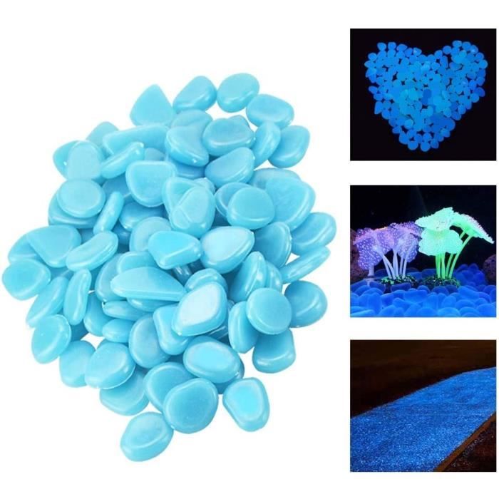 Lot de 200 PCS Cailloux Jardin Fluorescent Galet Aquarium Décoratif Gravier Artificiel en Résine Petite Pierre Phosphorescent 104