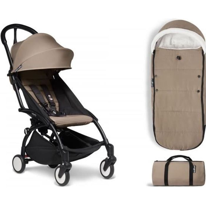 Babyzen Poussette YOYO2 cadre noir 6+ chancelière beige Taupe - Cdiscount  Puériculture & Eveil bébé