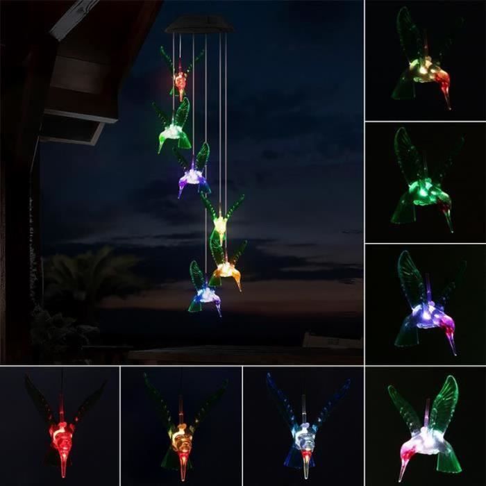 Carillon Éolien Solaire Chat LED – Imperméable à Changement De Couleurs | Décoration Extérieur Terrasse Jardin Balcon 75 Cm - 10