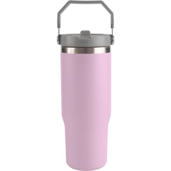 Mug Isotherme En Acier Inoxydable 1200 Ml - Avec Couvercle, Paille Et Poignée, Neuf