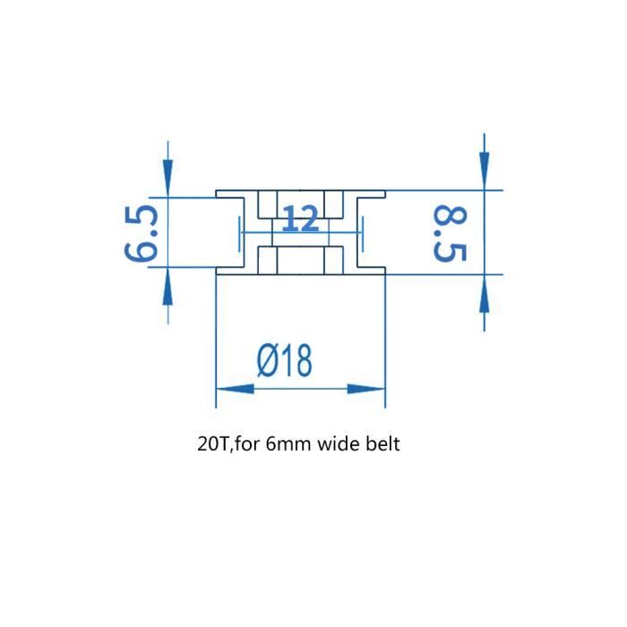5 Poulies Synchronisation 2GT – 16/20 Dents, épaisseur 6mm/10mm, Alu, Pour Imprimante 3D – Choix Denté Ou Non, Trou Intérieur 3mm/5mm