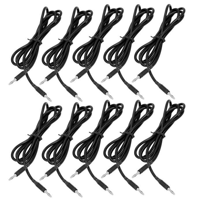 Câbles De Test Banane Mâle-mâle - Lot De 2 (rouge+noir), 1m, 4mm, 15A Max, Isolés, Pour Travaux électronique/électricité